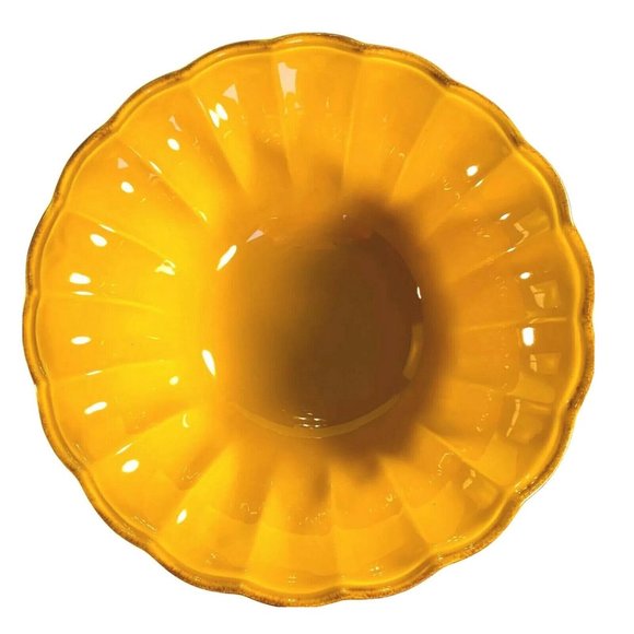 CASAFINA Casastone Autumn Waves‎ Large Stoneware Serving Bowl Mustard Yellow 11" - Picture 2 of 10